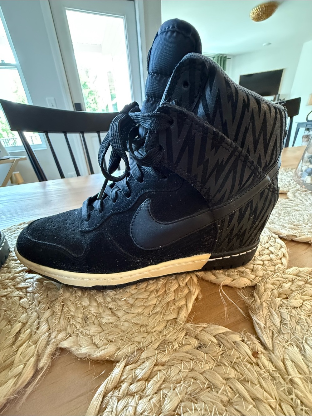 Nike Dunk Sky Hi Print Black Hidden Wedge Sneakers Women’s 8